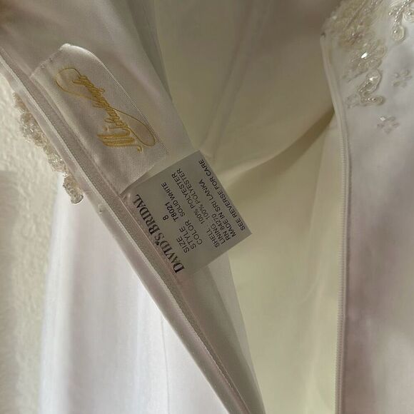 Michaelangelo Size 8 Strapless Wedding Dress chapel Train wedding dress Beaded t - Picture 9 of 10